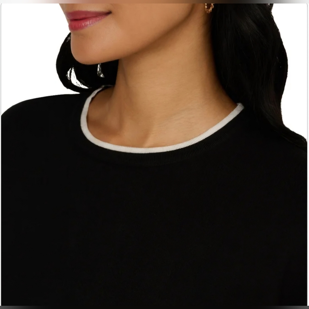 NEW! Adrianna Papell Black Lightweight Sweater Set Size L - Picture 3 of 12
